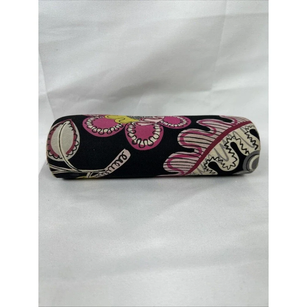 Vera Bradley Glasses Case Paisley Floral Print Black Pink